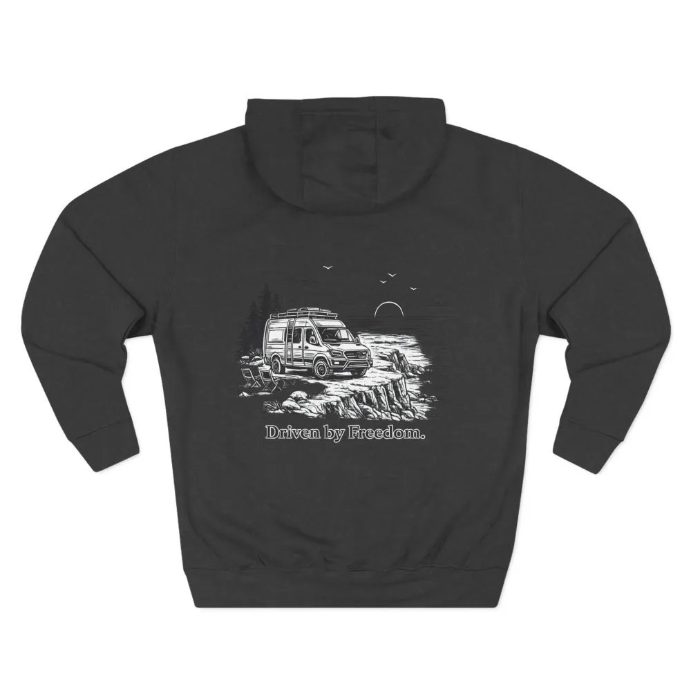 16717983632412895139_2048.jpeg Three-Panel Fleece Hoodie - "Driven By Freedom" Design Minimal-Line