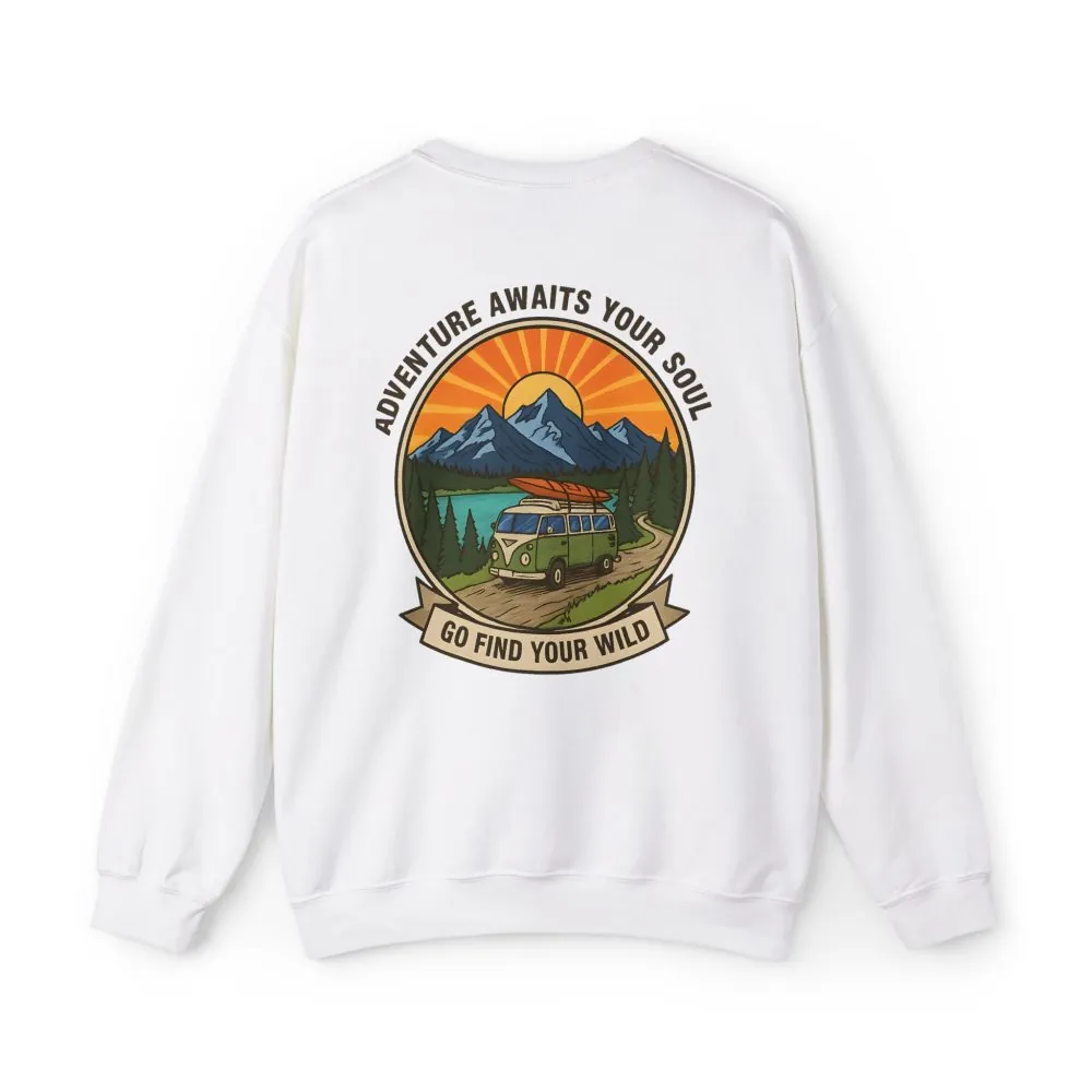 16727407337814579727_2048.jpeg Crewneck Sweatshirt — "Go Find Your Wild" Camper Graphic