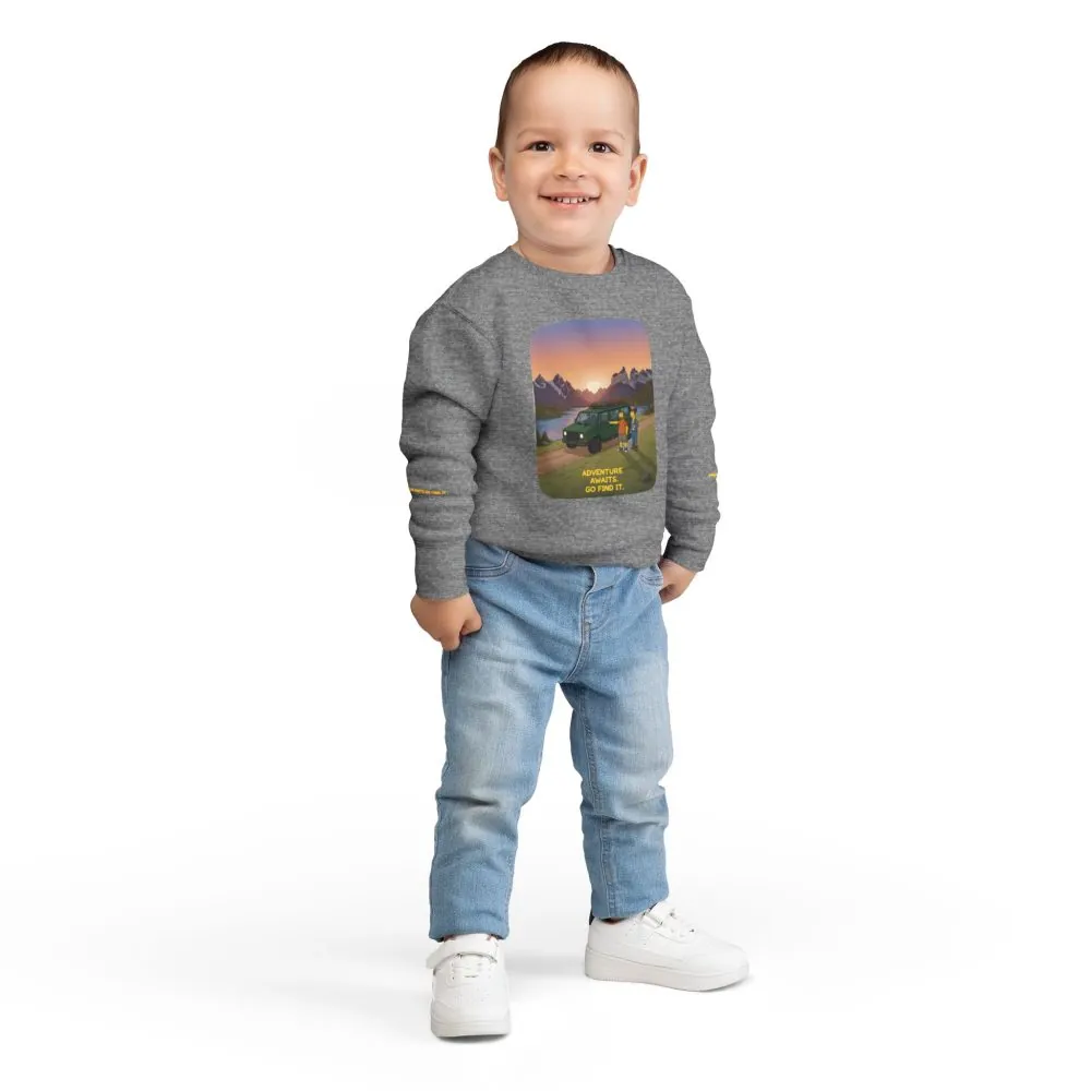 1672883419670610027_2048.jpeg Toddler Sweatshirt - "Adventure Awaits-Go Find It" (Design Sitcom-Line)