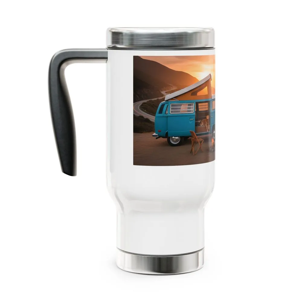 16738277188103578979_2048.jpeg Stainless Steel Travel Mug with Handle, 14oz — "Chase the Sun, Find Yourself"