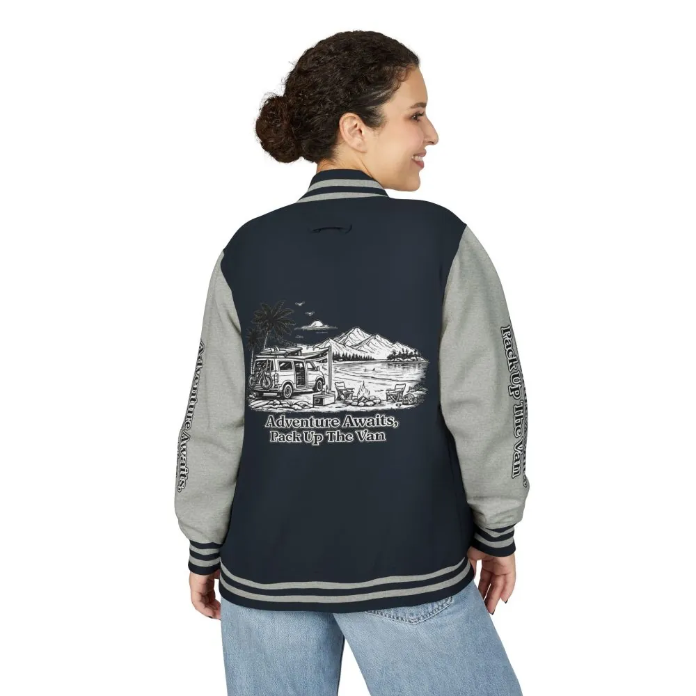 16739768811146011809_2048.jpeg Unisex Heavyweight Letterman Jacket — "Adventure Awaits,Pack Up The Van" Travel Varsity Coat