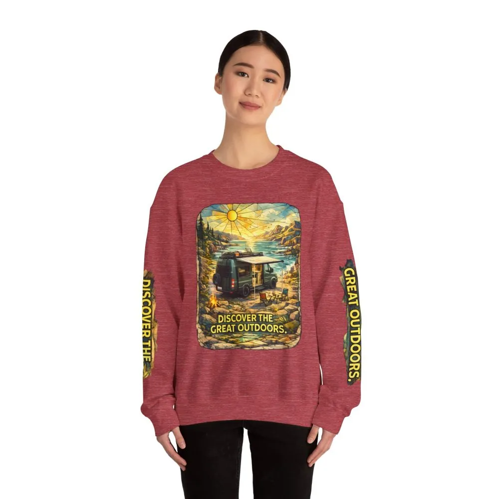 16774124556695210388_2048.jpeg Unisex Heavy Blend™ Crewneck Sweatshirt — "Discover The Great Outdoors" Design Cubic-Line