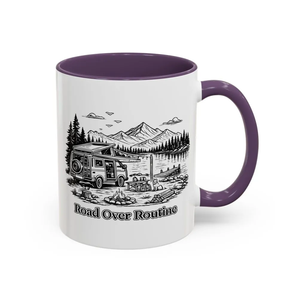 16779413098956151149_2048.jpeg Accent Coffee Mug (11, 15oz) — "Road Over Routine" Design Minimal-Line
