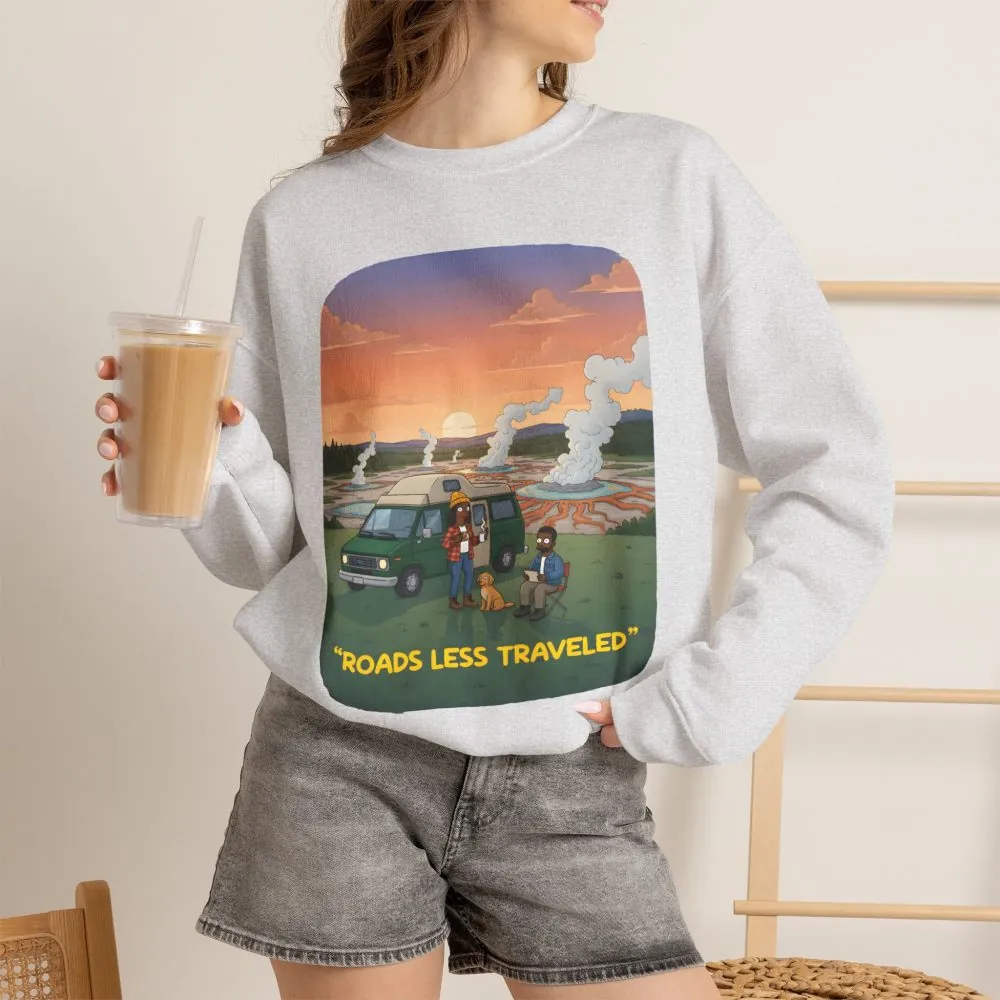 16792006360617135543_2048.jpeg Unisex Heavy Blend™ Crewneck Sweatshirt — "Roads Less Traveled" Design Sitcom-Line