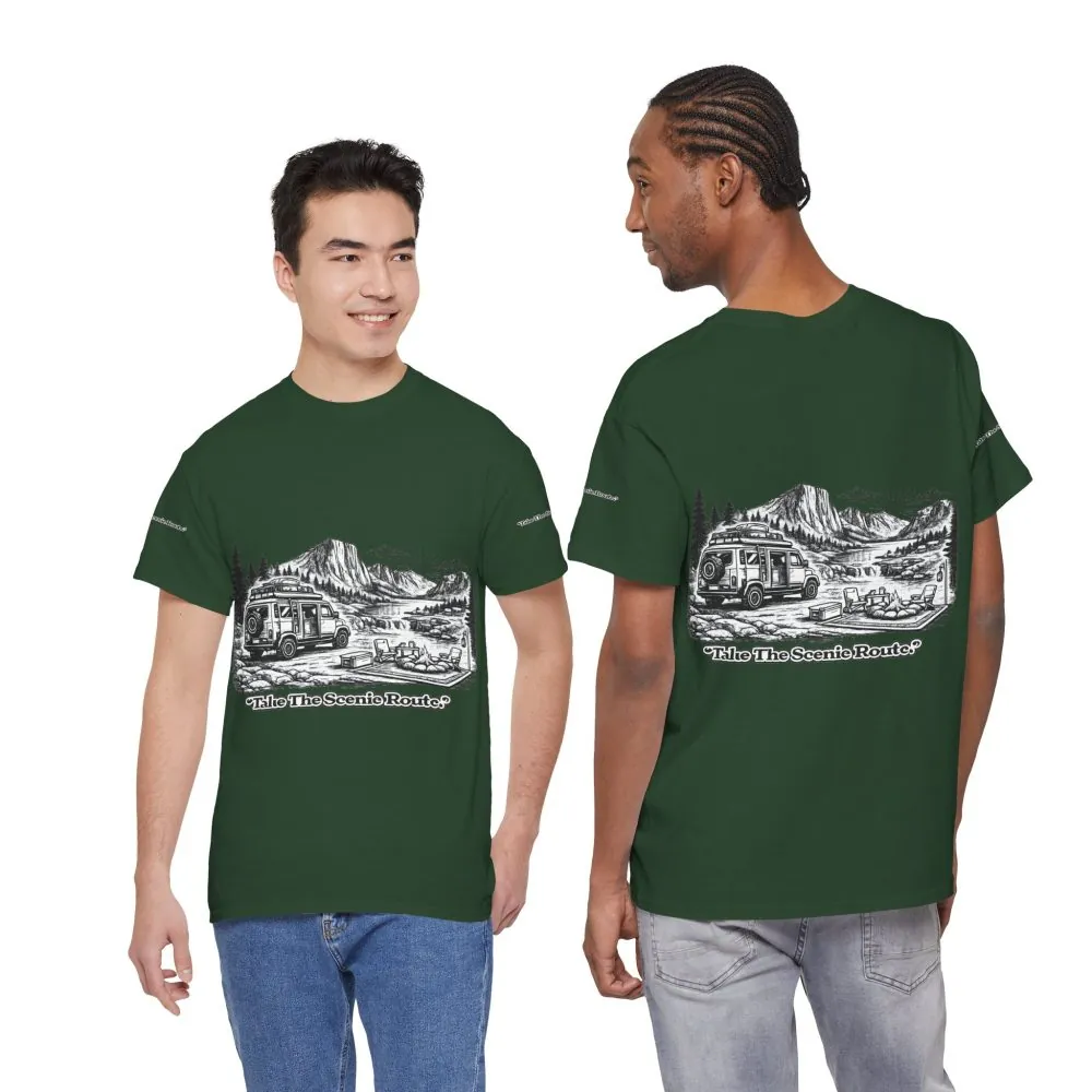 16792033205586236362_2048.jpeg Unisex Heavy Cotton Tee — "Take The Scenic Route" Design Minimal-Line