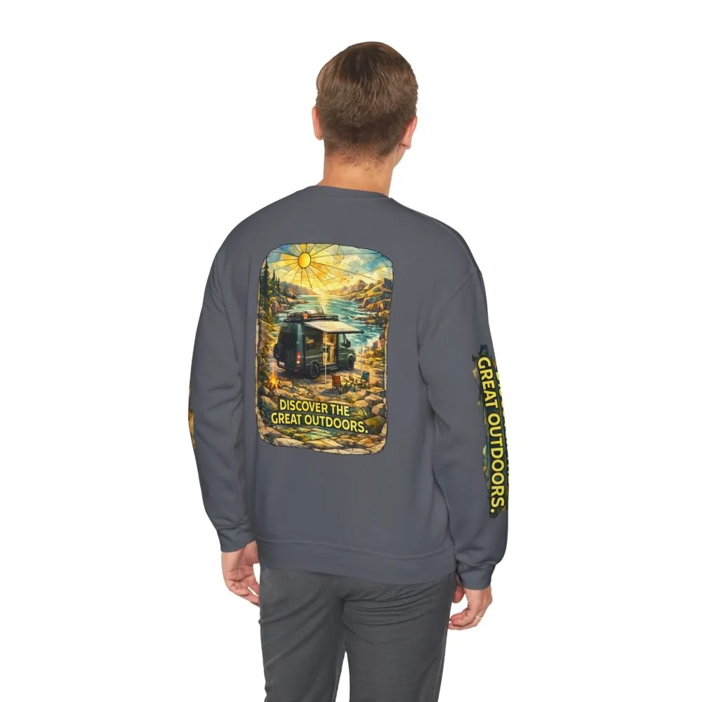16811086985249100340_2048.jpeg Unisex Heavy Blend™ Crewneck Sweatshirt — "Discover The Great Outdoors" Design Cubic-Line