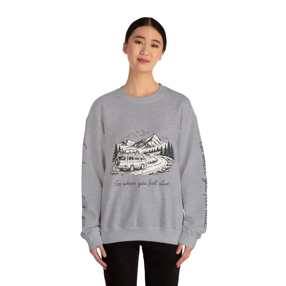 16823355704956328093_2048.jpeg Unisex Heavy Blend™ Crewneck Sweatshirt — "Go Where You Feel Alive" Design Minimal-Line