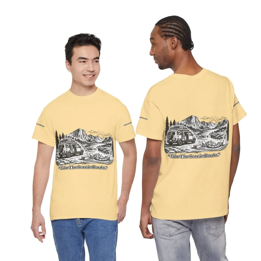 16842535184182822894_2048.jpeg Unisex Heavy Cotton Tee — "Take The Scenic Route" Design Minimal-Line