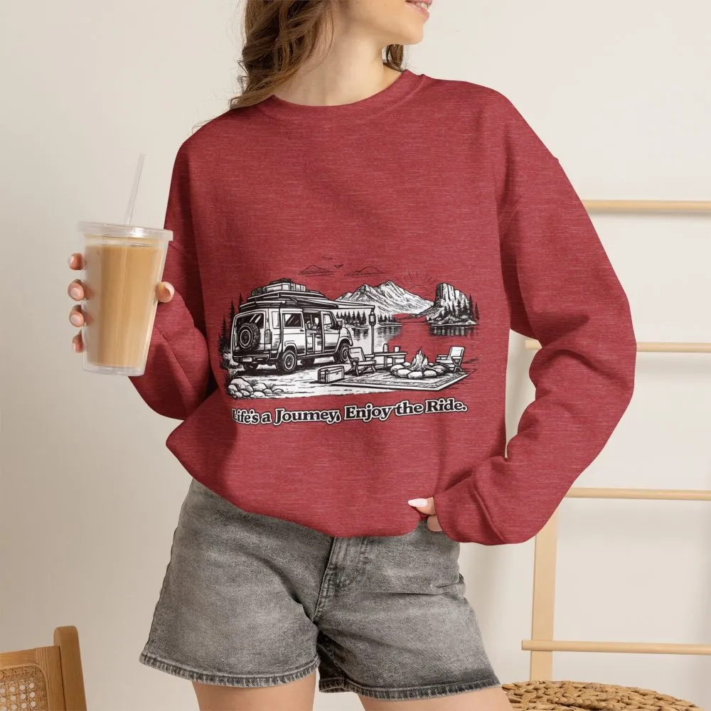 16848489376043862279_2048.jpeg Unisex Heavy Blend™ Crewneck Sweatshirt — "Lifes A Journey,Enjoy The Ride" Design Minimal-Line