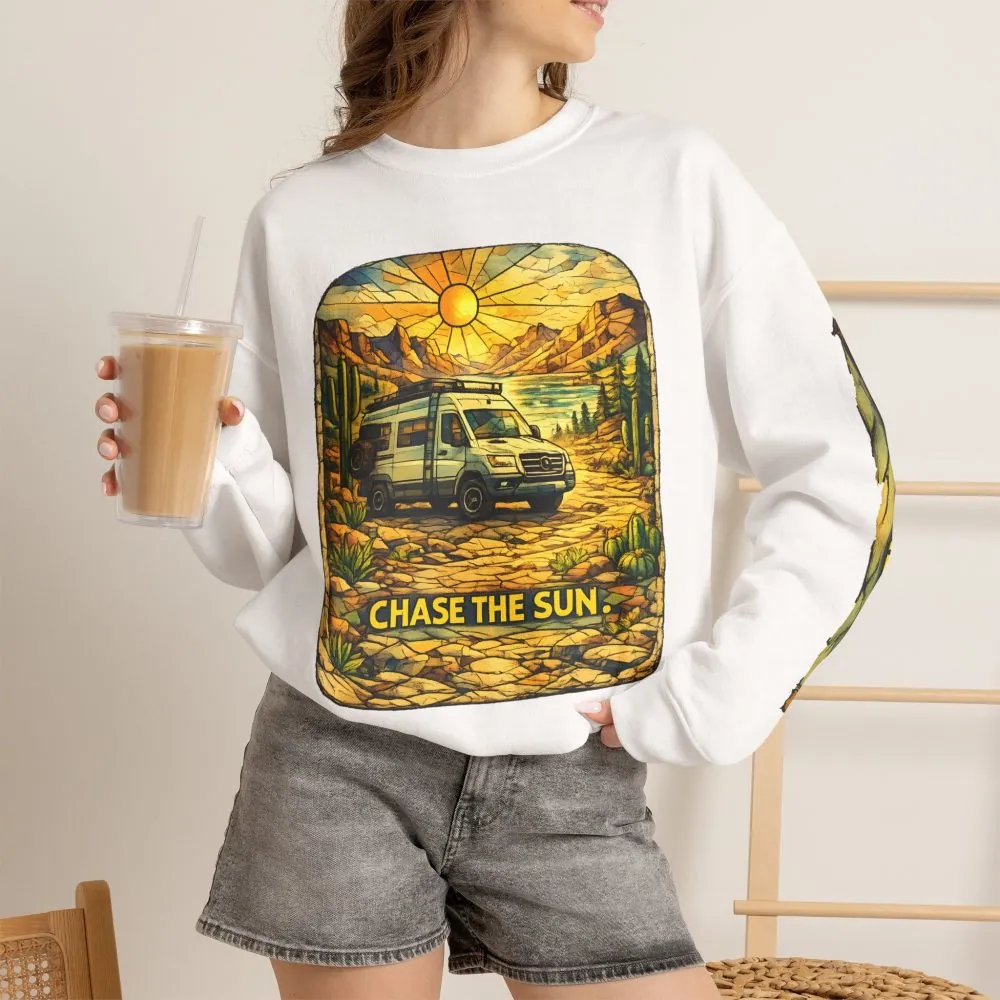 16851315408658945148_2048.jpeg Unisex Heavy Blend™ Crewneck Sweatshirt — "Chase The Sun" Design Cubic-Line