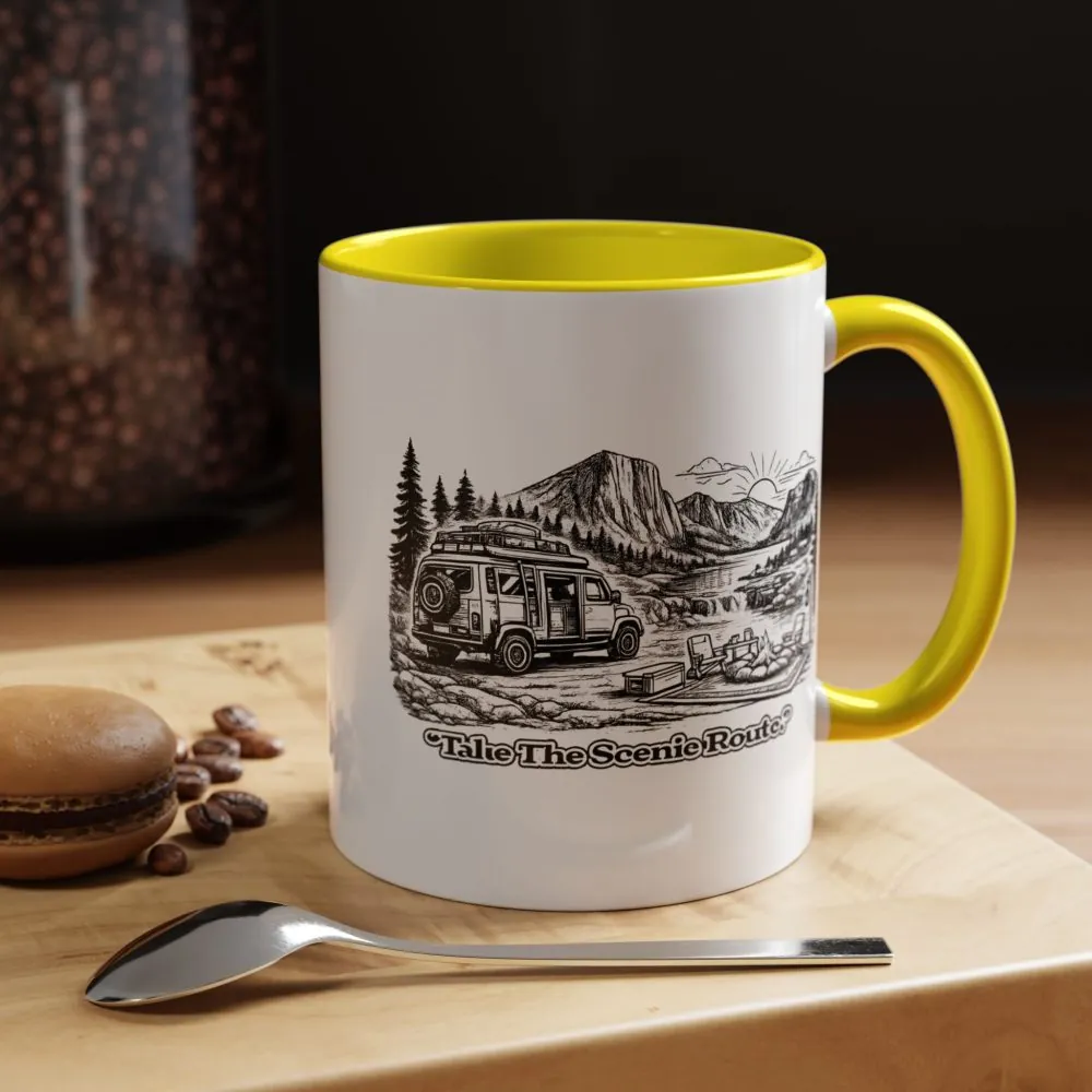 16854275802155043953_2048.jpeg Accent Coffee Mug (11, 15oz) — "Take The Scenic Route" Design Minimal-Line