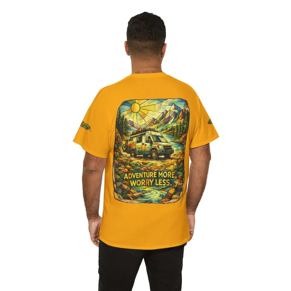 16859862683572532212_2048.jpeg Unisex Heavy Cotton Tee — "Adventure More Worry Less" Design Cubic-Line