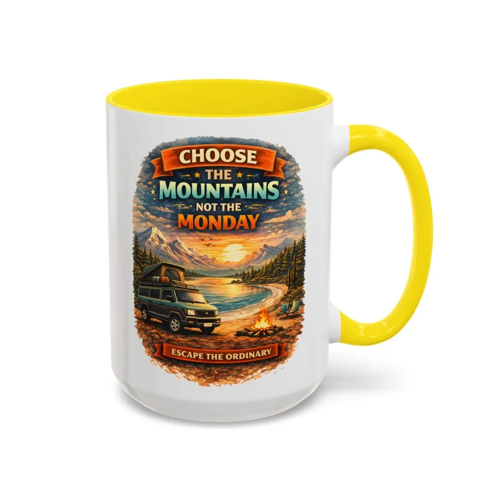 Accent Coffee Mug (11, 15oz) — "Choose The Mountens" Design Scenic-Line