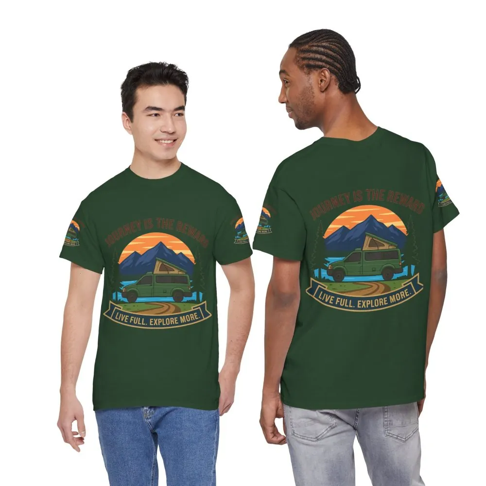 16883069895486898992_2048.jpeg Unisex Heavy Cotton Tee — "Journey Is The Reward Tee" Adventure Camper Van Graphic T-Shirt