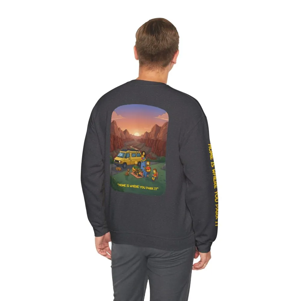 16883671323389989860_2048.jpeg Unisex Heavy Blend™ Crewneck Sweatshirt — "Home Is Where You Park It" Design Sitcom-Line