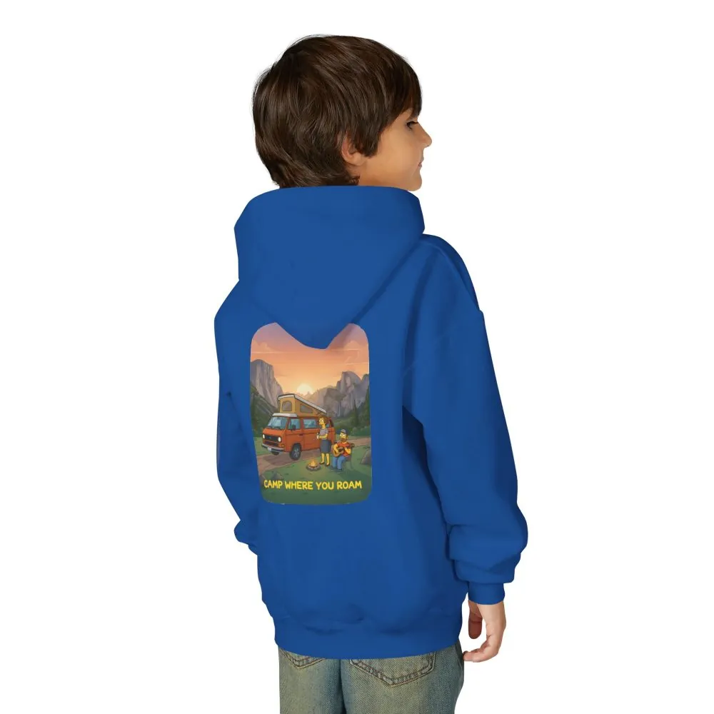 1689600025989734282_2048.jpeg Youth Hoodie(Gildan) – "Camp Where You Roam" (Design Sitcom-Line)