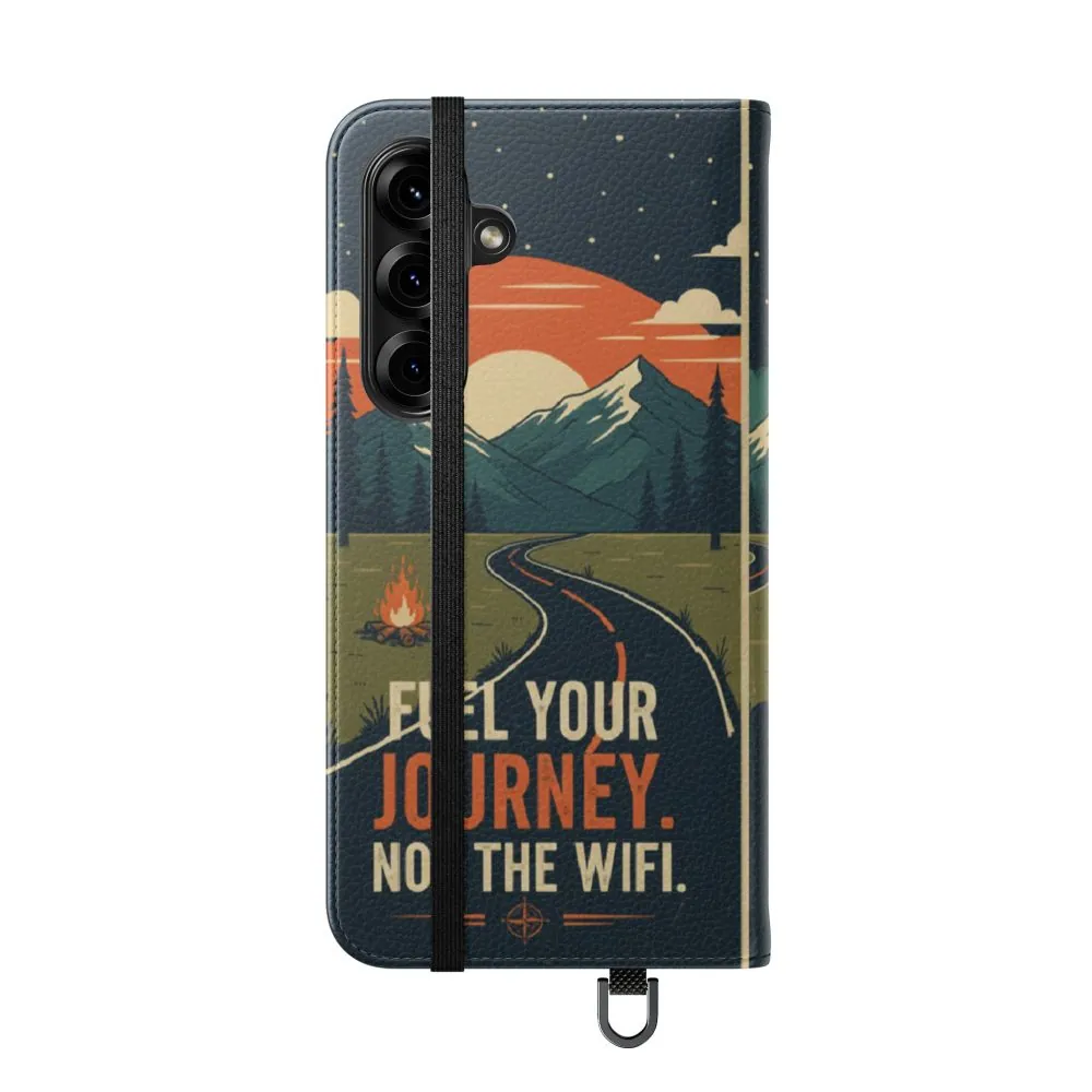 Flip Phone Case — "Fuel Your Journey, Not the Wifi" Wallet Cover