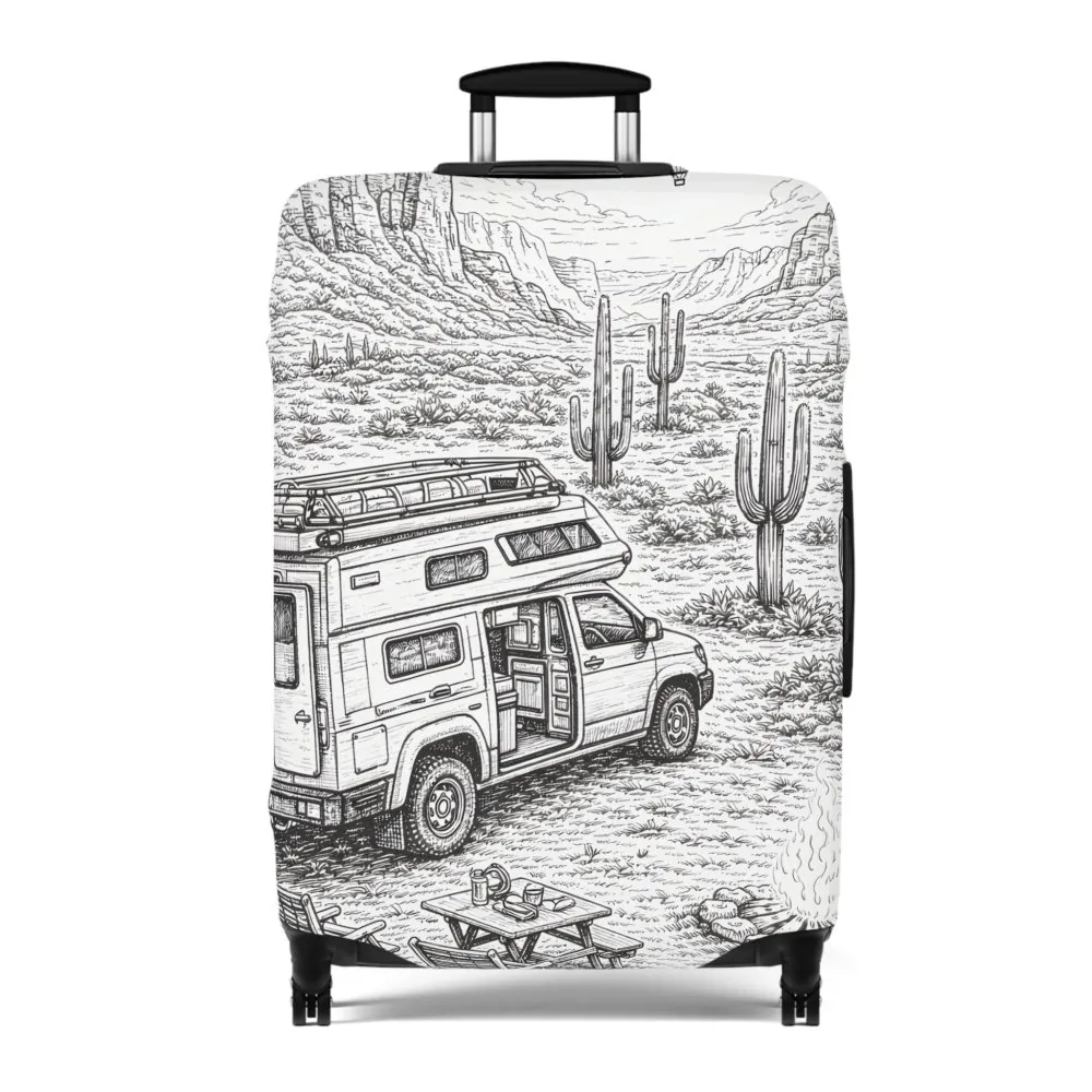 16904816179886644858_2048.jpeg Luggage Cover — Adventure Camper Sketch Travel Suitcase