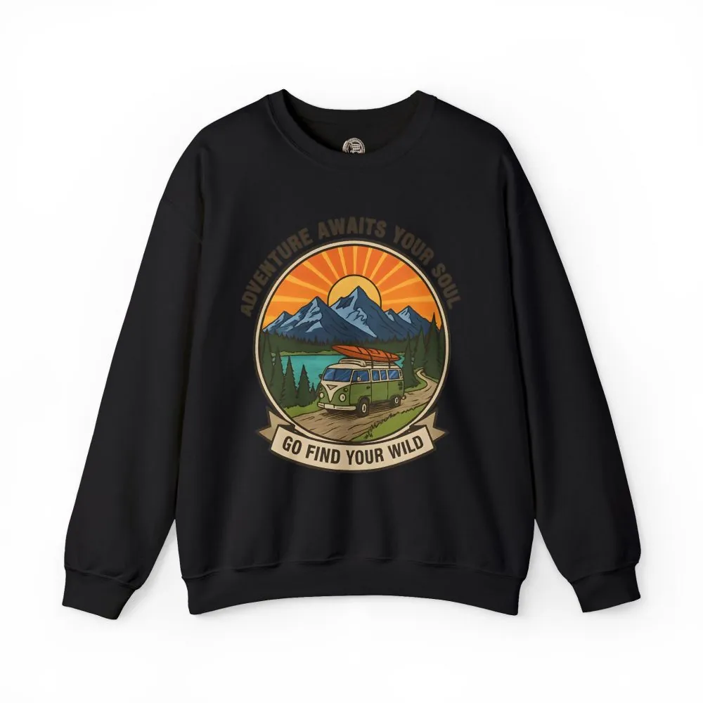 16907776257537916333_2048.jpeg Crewneck Sweatshirt — "Go Find Your Wild" Camper Graphic
