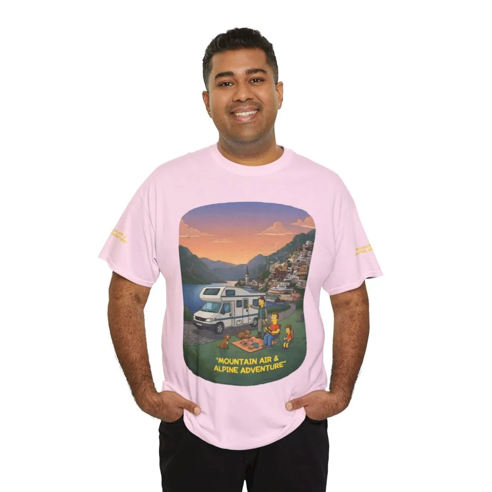Unisex Heavy Cotton Tee — "Mountain Air-Alpine Adventure" Design Sitcom-Line