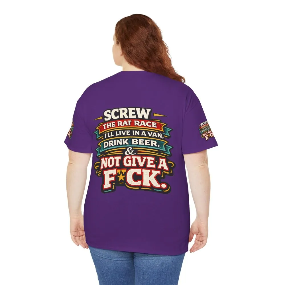 16940006720038802571_2048.jpeg Unisex Heavy Cotton Tee — "Screw The Rat Race" Design F**K-Line