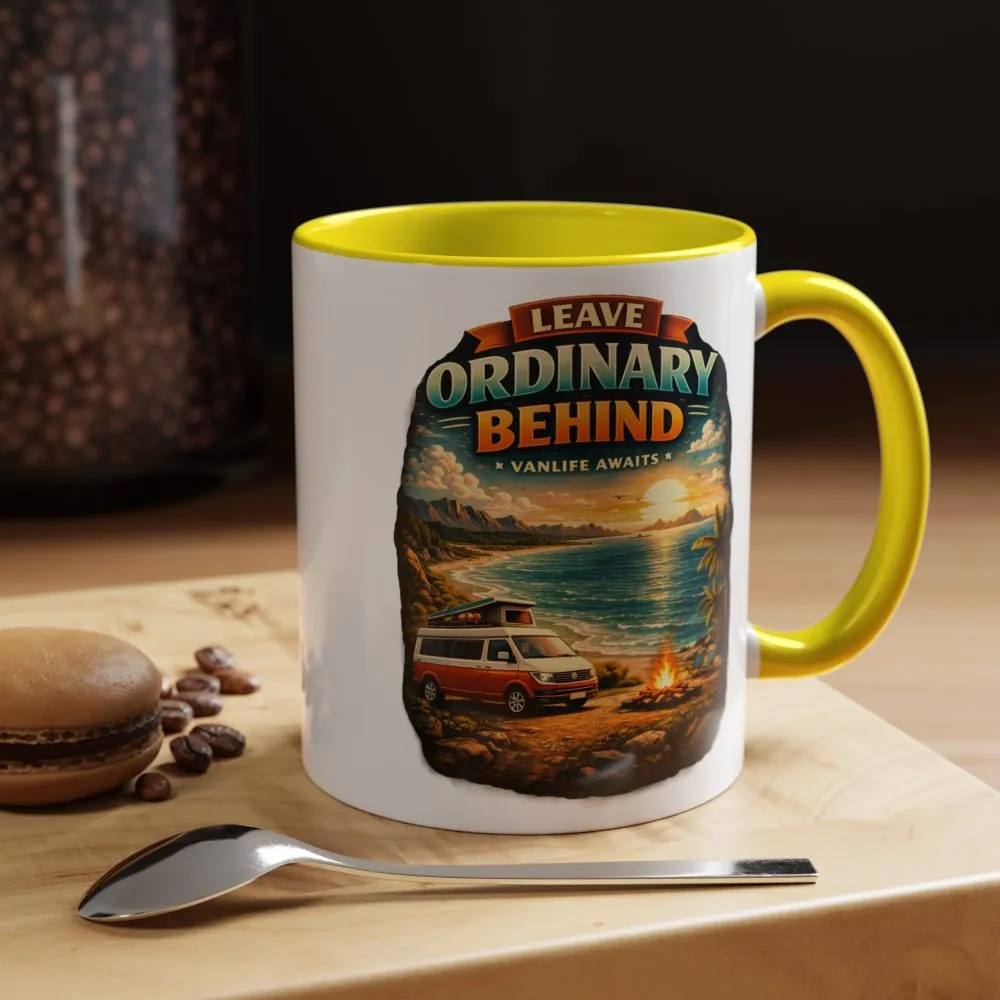 Accent Coffee Mug (11, 15oz) — "Leave Ordinary Behind" Design Scenic-Line
