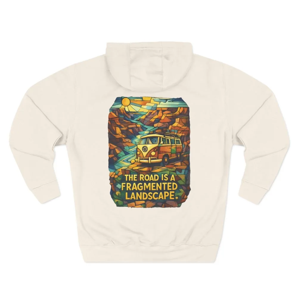 1695735785101377273_2048.jpeg Three-Panel Fleece Hoodie - "The Road Is A Fragmented Landscape" Design Cubic-Line