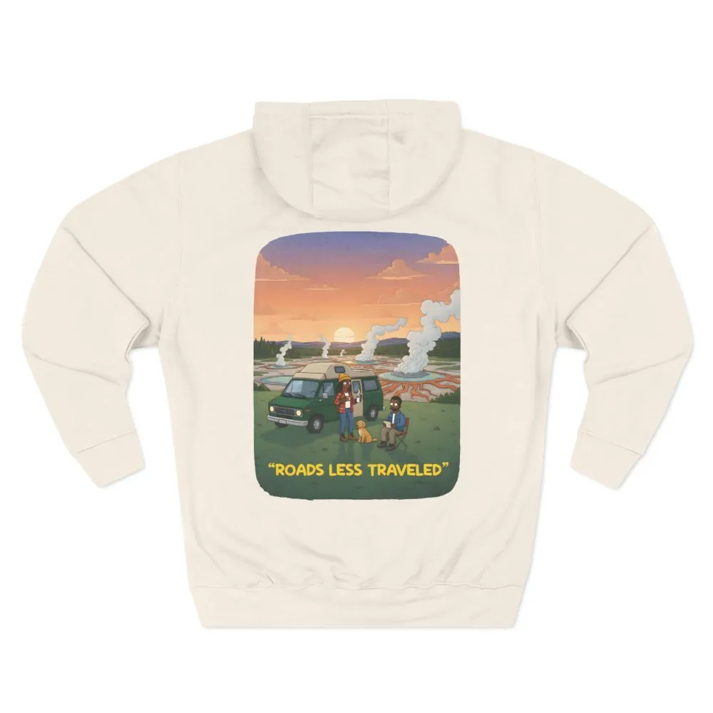 16981342508141319118_2048.jpeg Three-Panel Fleece Hoodie - "Roads Less Traveled" Design Sitcom-Line