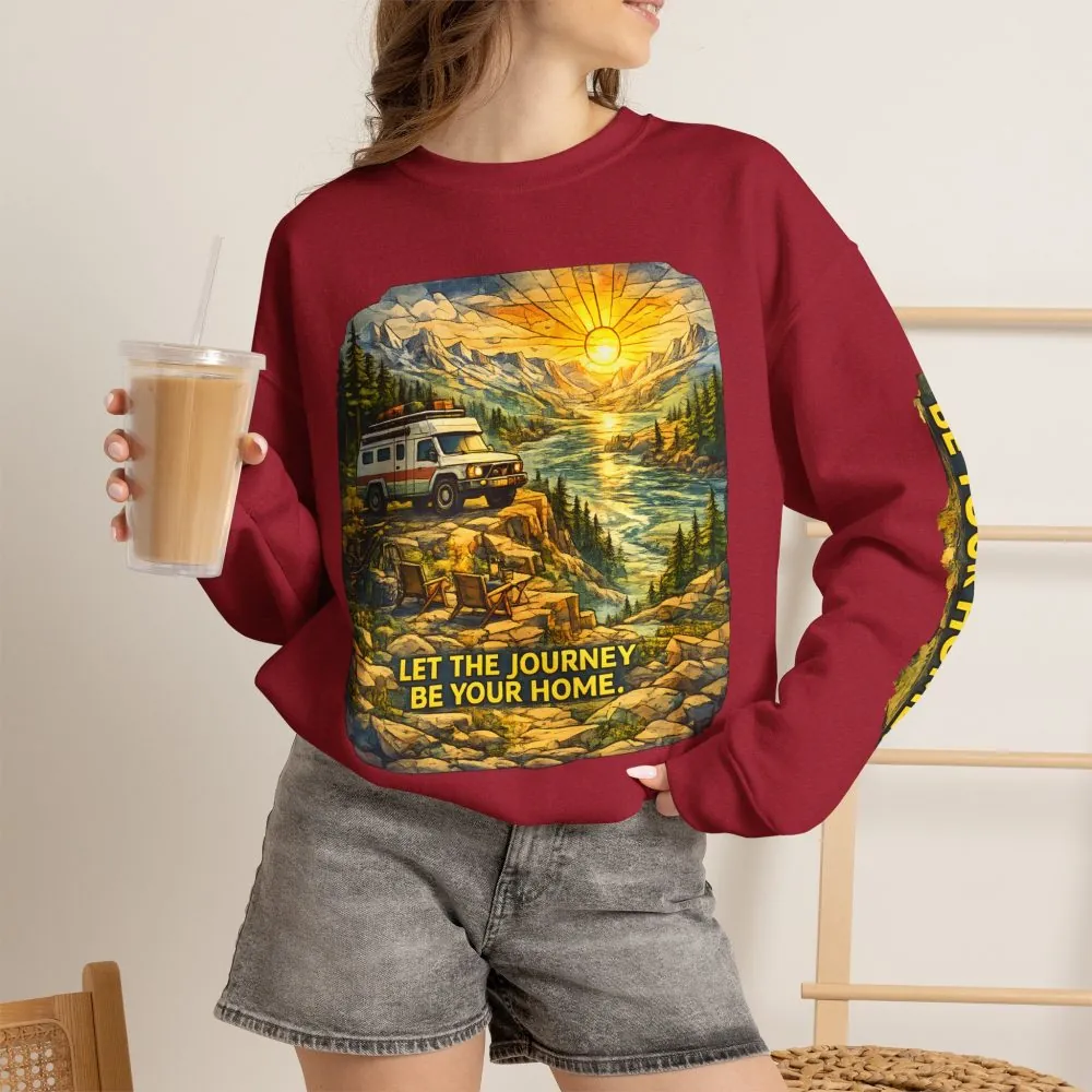 16993763307069186581_2048.jpeg Unisex Heavy Blend™ Crewneck Sweatshirt — "Let The Journey Be Your Home" Design Cubic-Line