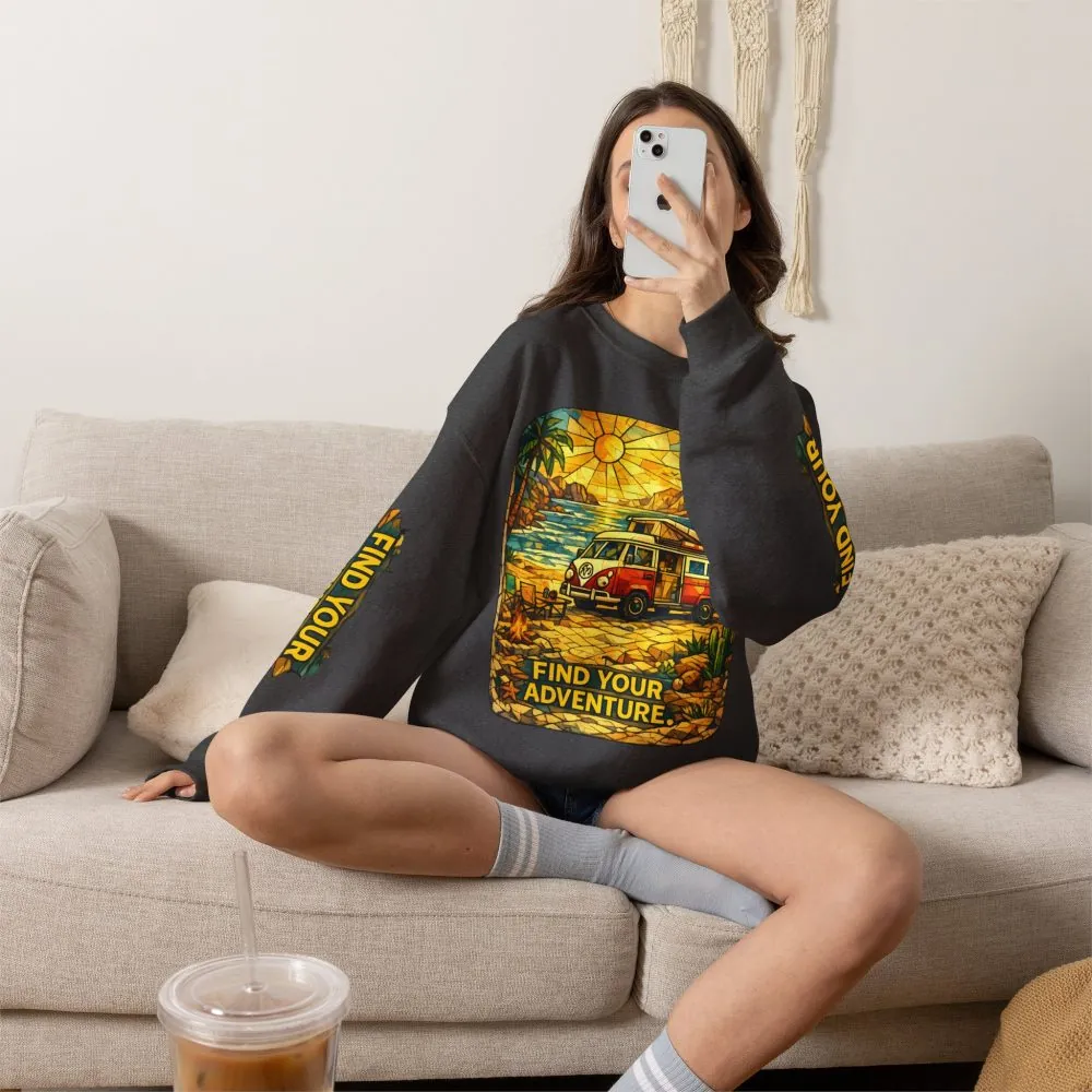 16995200055399718903_2048.jpeg Unisex Heavy Blend™ Crewneck Sweatshirt — "Find Your Adventure" Design Cubic-Line