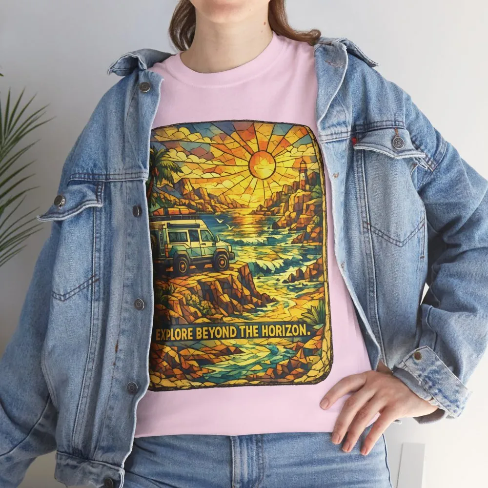 17007324872970423115_2048.jpeg Unisex Heavy Cotton Tee — "Explore Beyond The Horizon" Design Cubic-Line