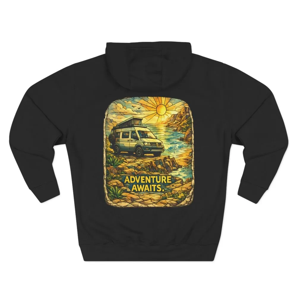 17010069263801762246_2048.jpeg Three-Panel Fleece Hoodie - "Adventure Awaits" Design Cubic-Line