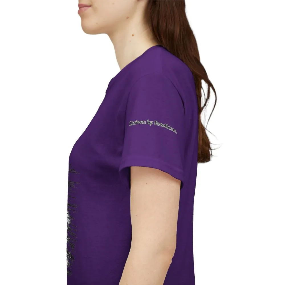 17010482519471312225_2048.jpeg Unisex Heavy Cotton Tee — ""Driven By Freedom" Design Minimal-Line