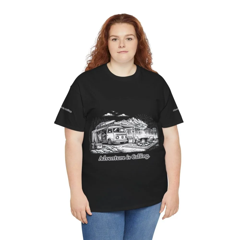 17022487747895983218_2048.jpeg Unisex Heavy Cotton Tee — "Adventure Is Calling" Design Minimal-Line
