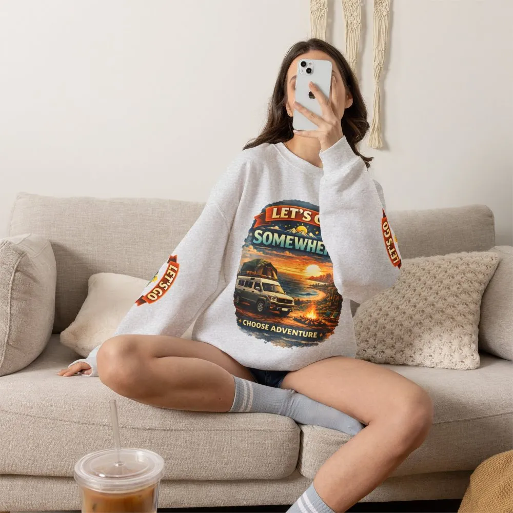 17035891990353296584_2048.jpeg Unisex Heavy Blend™ Crewneck Sweatshirt — "Lets Go Somewhere" Design Scenic-Line