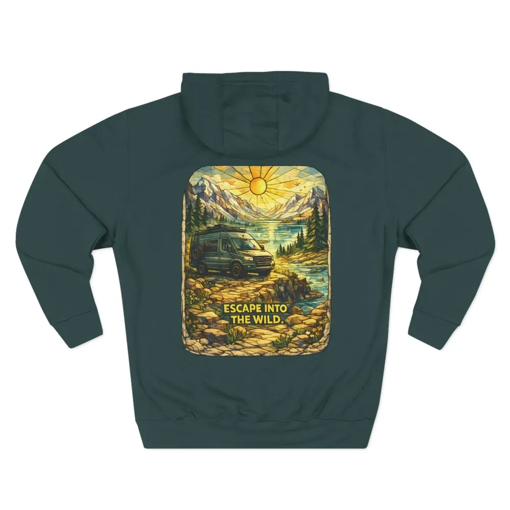 17037345987751893391_2048.jpeg Three-Panel Fleece Hoodie - "Escape Into The Wild" Design Cubic-Line