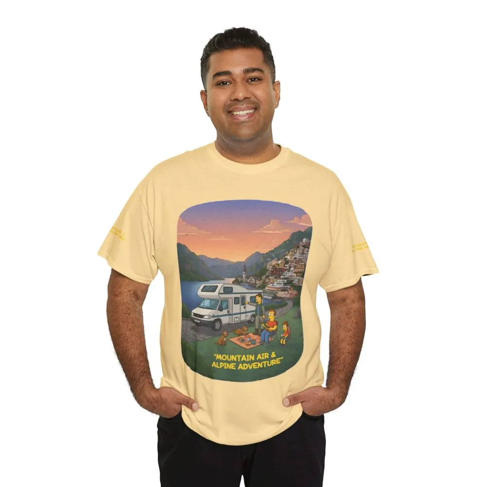 Unisex Heavy Cotton Tee — "Mountain Air-Alpine Adventure" Design Sitcom-Line