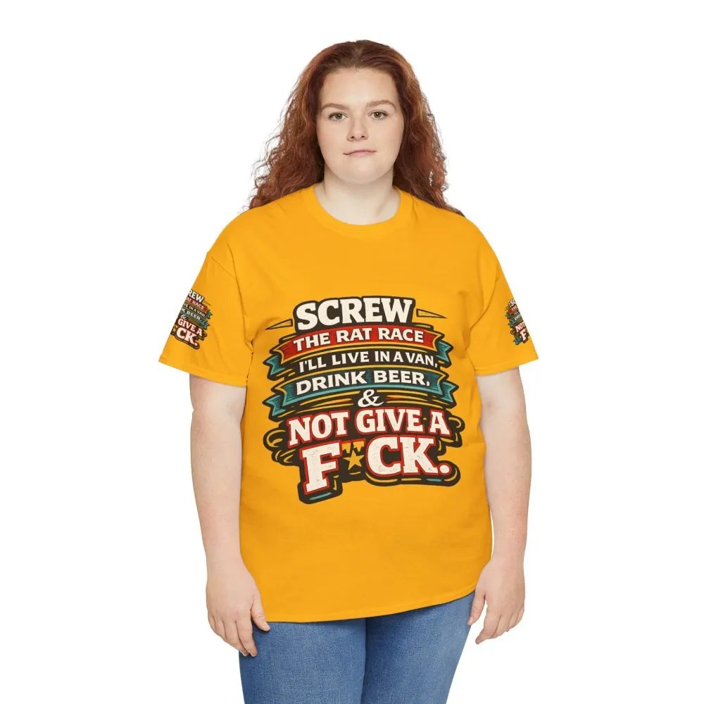 17055678551108168616_2048.jpeg Unisex Heavy Cotton Tee — "Screw The Rat Race" Design F**K-Line