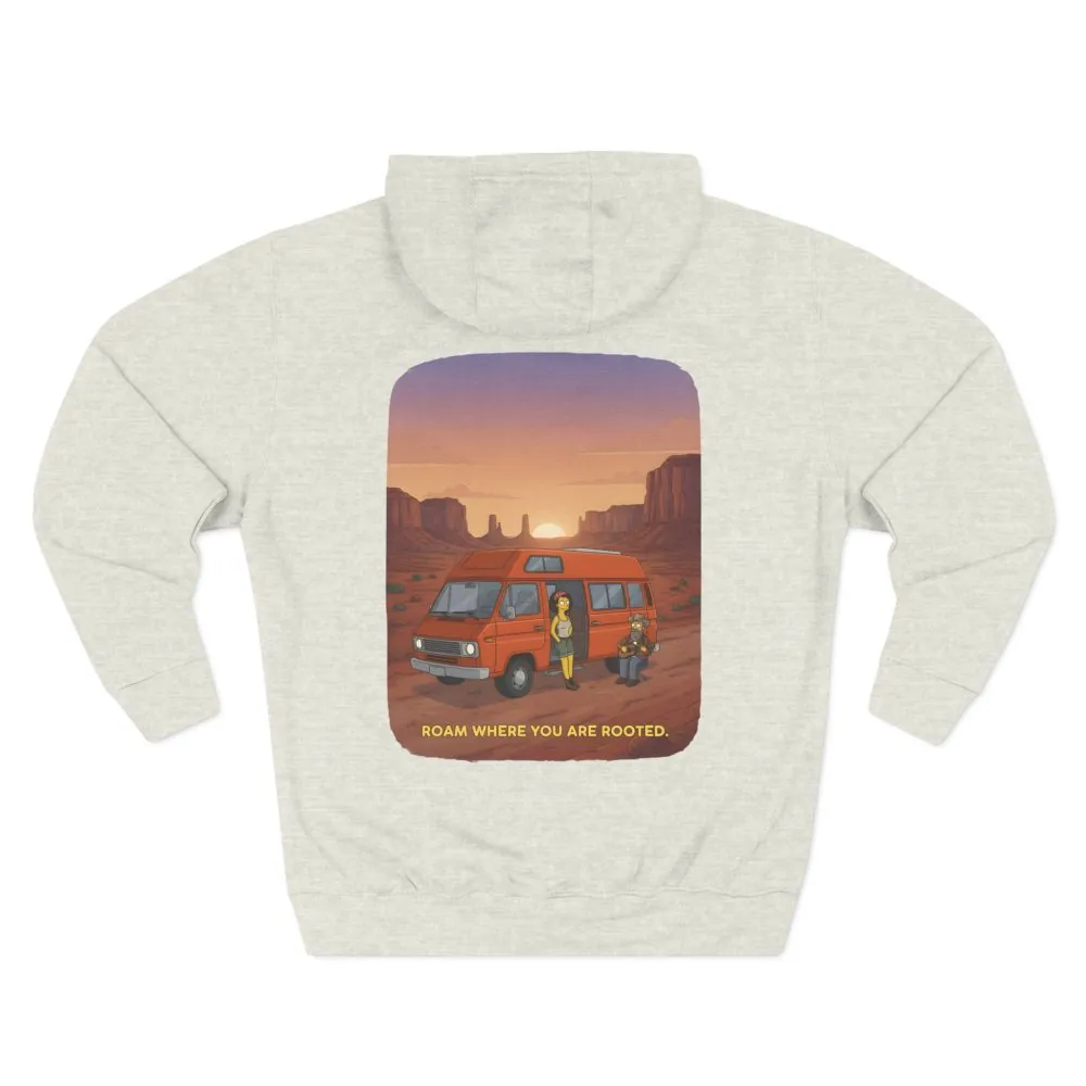17062094116559769879_2048.jpeg Three-Panel Fleece Hoodie - "Roam Where You Are Rooted" Design Sitcom-Line
