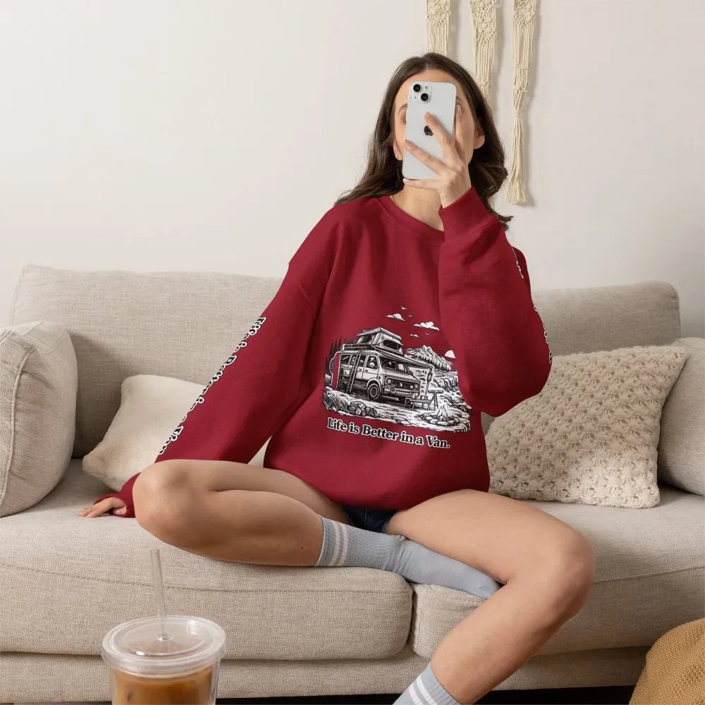 17063406265905321652_2048.jpeg Unisex Heavy Blend™ Crewneck Sweatshirt — "Life Is Better In A Van" Design Minimal-Line
