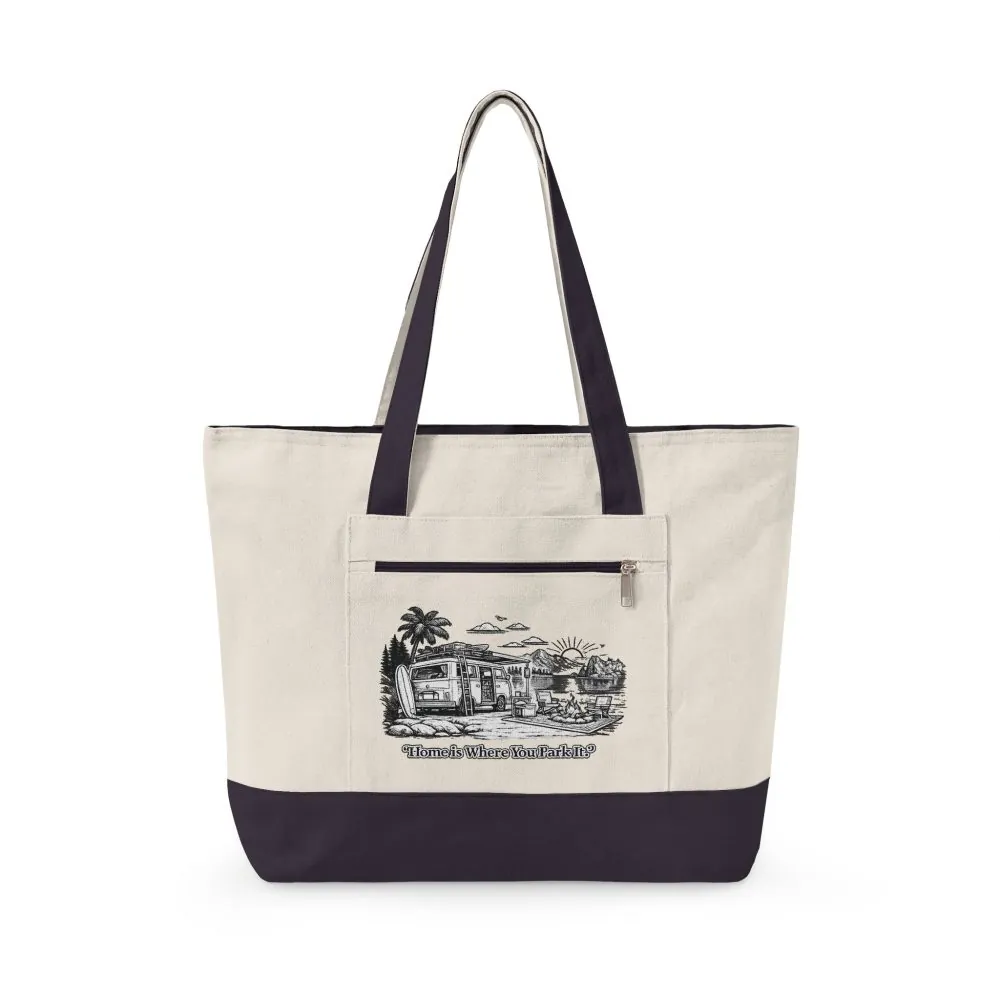 17063848745376453434_2048.jpeg Zippered Canvas Tote — "Adventure Is Where You park It" (Design Minimal-Line)