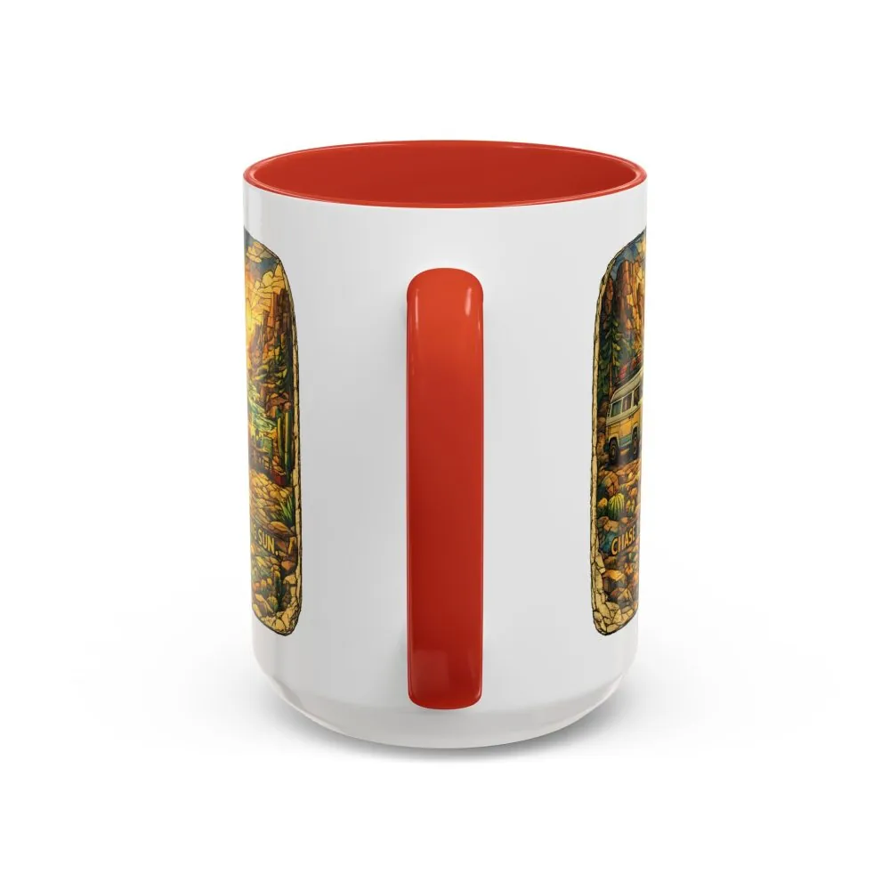 Accent Coffee Mug (11, 15oz) — "Chase The Settings Sun" Design Cubic-Line