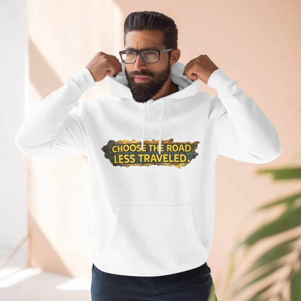 Three-Panel Fleece Hoodie - "Choose The Road Less Traveled" Design Cubic-Line