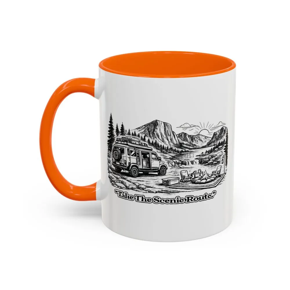 17110419440468084779_2048.jpeg Accent Coffee Mug (11, 15oz) — "Take The Scenic Route" Design Minimal-Line