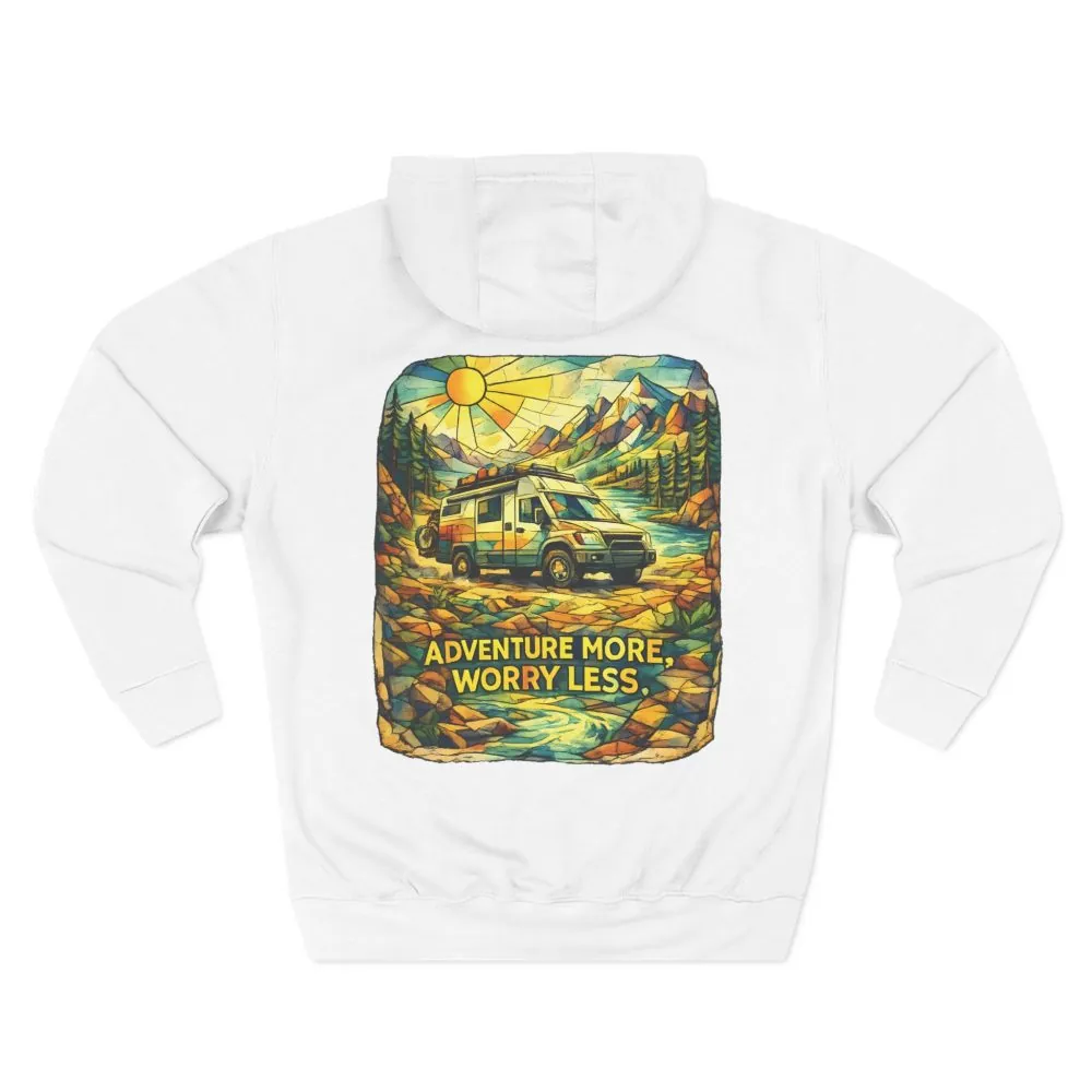 17118730574131204829_2048.jpeg Three-Panel Fleece Hoodie - "Adventure More Worry Less" Design Cubic-Line