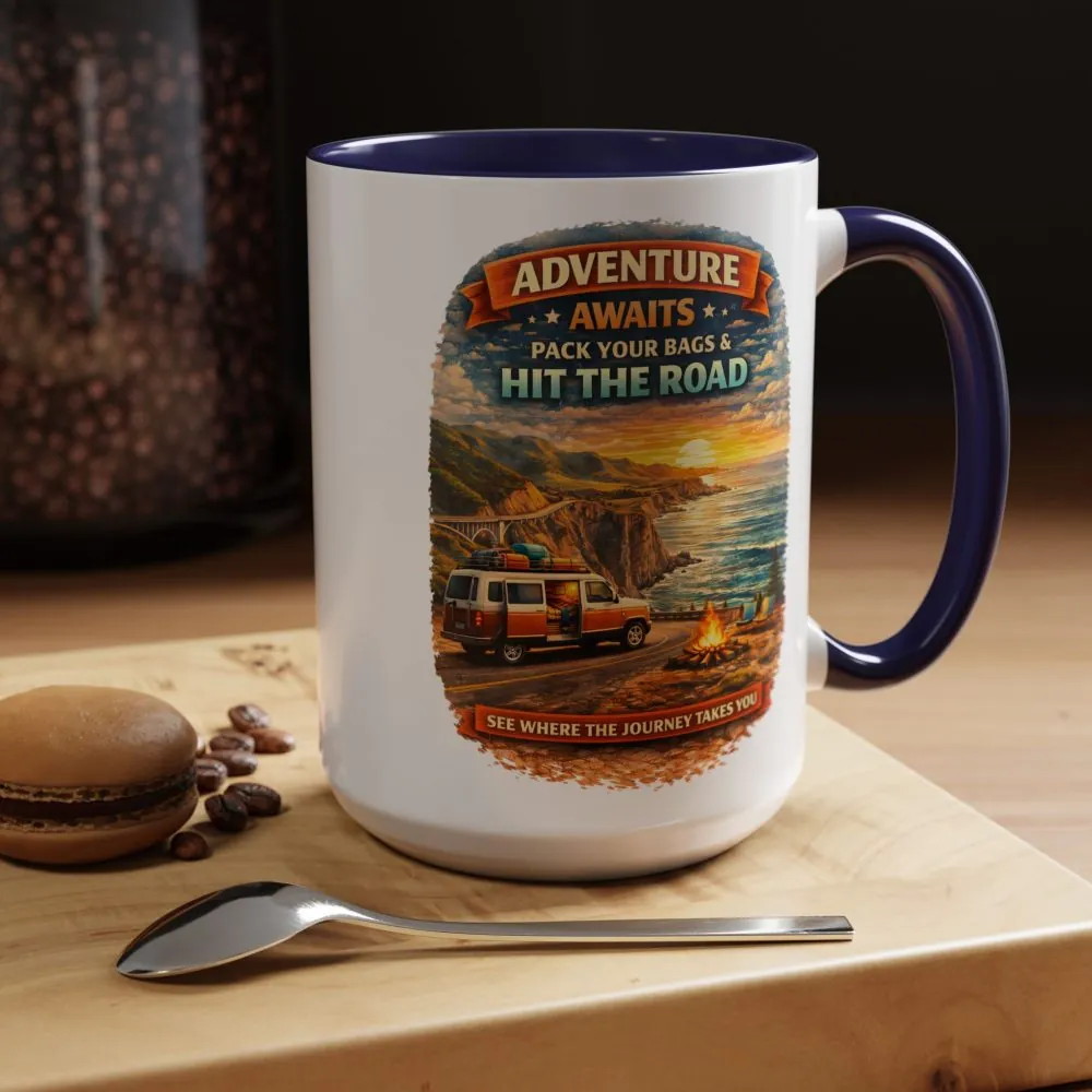 17126844469787487659_2048.jpeg Accent Coffee Mug (11, 15oz) — "Adventure Awaits-Pack Your Bags" Design Scenic-Line