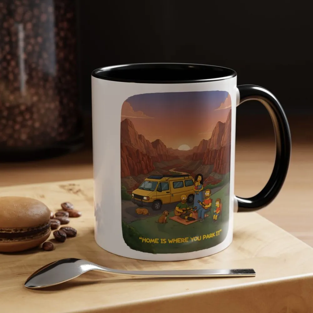 Accent Coffee Mug (11, 15oz) — "Home Is Where You Park It" Design Sitcom-Line