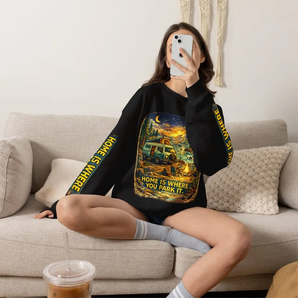 17138177204873292662_2048.jpeg Unisex Heavy Blend™ Crewneck Sweatshirt — "Home Is Where You Park It" Design Cubic-Line