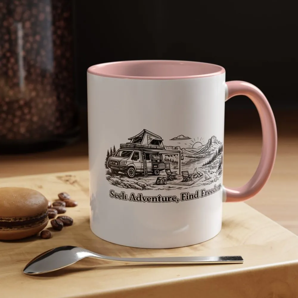 17142668417994168451_2048.jpeg Accent Coffee Mug (11, 15oz) — "Seek Adventure, Find Freedom" Design Minimal-Line