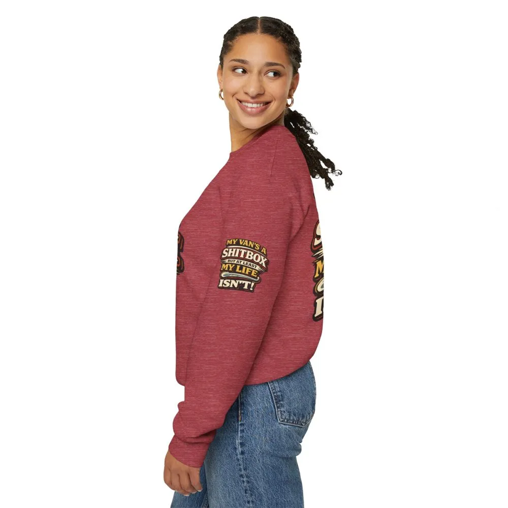 Unisex Heavy Blend™ Crewneck Sweatshirt — "My Van`s A Shitbox" Design F**K-Line